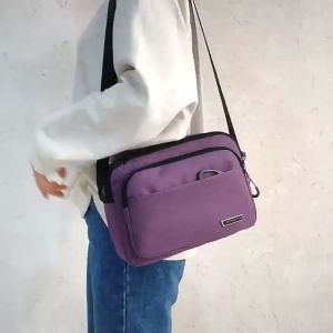 Túi đeo cheo nam vải bố 2 màu chống nước phong cách Hàn Quốc size 27cm TUI-118