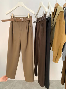 Quần nữ AMILUCK ống rộng cạp cao màu kaki