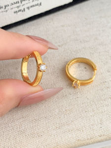 Single Diamond Gold Earrings Circle Silver Pins