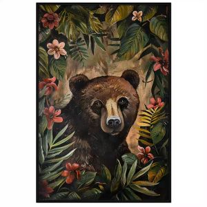 Tranh con gấu phong thủy cầu bình an và sức khỏe.Tranh treo tường dán tường trang trí nội thất.CGI-1116