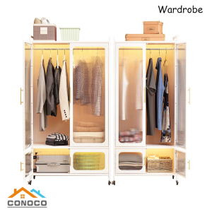 CONOCO Iron Simple Wardrobe Large Capacity Cabinet Home Bedroom Storage Almari Baju 衣柜 收纳柜
