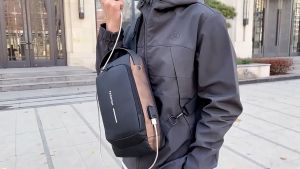 Men Anti-theft Lock Sling Bag Chest USB Crossbody Travel Shoulder Beg Silang Lelaki Waist Pouch Messenger Murah 单肩包男 胸包