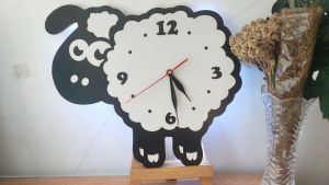 RC 204 Jam Dinding AESTHETIC Ukir HOME Sweet Home SHEEP Hiasan dinding Ruang tamu/ kamar tidur