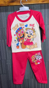 Stelan Baju Anak Perempuan Anomali Tung-Tung Sahur Viral Usia 0-10 Tahun Bahan Katun Lengan Panjang