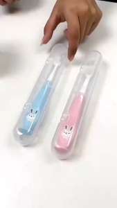 Kids with Suction Cup Can Stand Cartoon Rabbit Toothbrush Baby Soft Hair Toothbrush Baby Oral Care