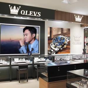 OLEVS Nam Đồng Hồ Đeo Tay Dây Da Chống Thấm Nước Đa Năng Pha Mặt Trăng Lịch Tự Động Cao Cấp Đồng Hồ Cơ