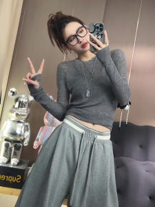 Elegant Thin Long Sleeve Base Shirt Micro Transparent Sparkling Slim Fit Early Autumn New Style Womens Fashion T-Shirt Top