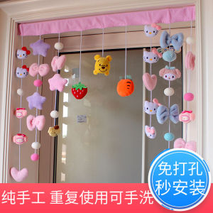 ผ้าคลุมประตูห้องน้ำลายการ์ตูนสำหรับตกแต่งห้องนอน พื้นผิวเซรามิก ป้องกันลม ไม่มีรอยตะขี้ ลายดอกไม้ ลายดอกไม้