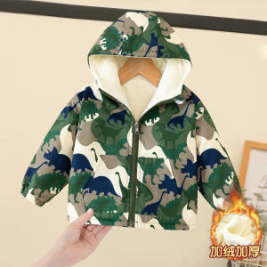 Baby Puffer Jacket 2023 New Arrival Boy Fall and Winter Heattech Tops Fleece-lined Thickened Camouflage Cotton Jacket Childrens Hoodie