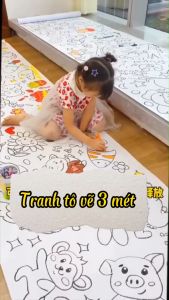 Cuộn tranh tô màu 3m x 30cm khổ lớn dán tường: Graffiti scroll for children. Đồ chơi thông minh cho bé tập tô vẽ tranhcắt dán sticker