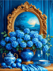 Huacan 5D Diamond Painting Blue Flower Vase With Gilded Frame Diamond Mosaic Decorative Paintings Handmade Gift Home Decor