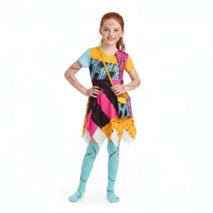 Bé Gái Sally Jack Halloween Trang Phục Hóa Trang Cơn Ác Mộng Trước Giáng Sinh Vai Trò Chơi Đầm Dài Đến Đầu Gối Cổ Chữ V Chữ A Carnival Đảng Quần Áo 4-6 Tuổi