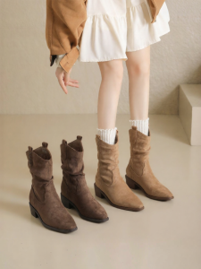 Josiny | New Womens Boot Rough Heel Pointed Toe Vintage Western Cowboy