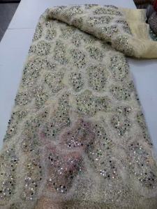 2026 African Nigerian High-Quality Sequins for Prom Dresses Beads Tulle Lace Fabric Embroidery Sewing Net Cloth 5 Yards