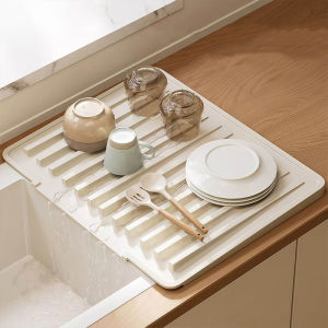 Kitchen Silicone Drain Mat Slope Design Drain Quickly Mat Dish Drying Mat Thickening Anti-hot Pan Mat Kitchen Storage Accessory