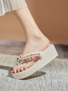 Platform Slippers Womens Summer Outwear Non-Slip Wedge Fashion Bohemian Sandals Seaside Beach Flip Flops Flip-Flops