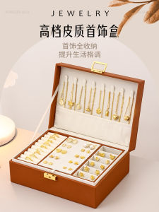 กล่องเก็บเครื่องประดับทองระดับไฮเอนด์พร้อมชั้นวางจี้และต่างหูหลายชั้นความจุขนาดใหญ่สำหรับใส่เครื่องประดับ