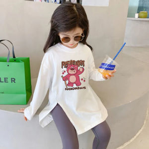 Áo Thun Cotton Dài Tay Cho Bé Gái Mùa Thu Thời Trang Phong Cách Hoạt Hình Đa Năng Cổ Tròn in Họa Tiết Dễ Thương