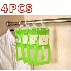 2/4pcs Hangable Wardrobe Dehumidifier Bag Moisture-Proof Anti-Mildew Desiccant Household Closet Dehumidification Agent