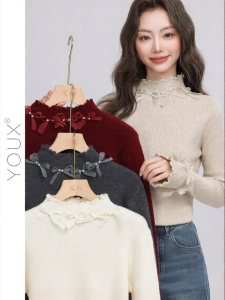YOUXIANG | Áo Thun Chi Tiết Nơ và Mũi Tai