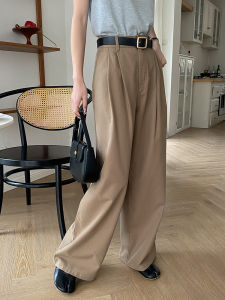 กางเกงขายาวทรงตรงเอวสูง ทรงหลวม ทรงหลวม ทรงเข้ารูป สไตล์เกาหลี กางเกงขายาวทรงตรงสำหรับใส่ไปทำงาน ฤดูใบไม้ผลิ 2024