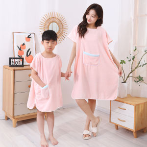 Large Size Soft Loose Pure Cotton Bath Towel Robe for Women Absorbent Wearable Home Clothes with Hat Bath Gown Pyjamas