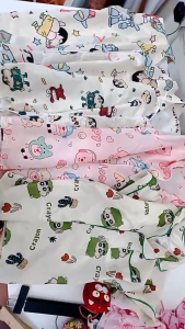 Sét Bộ Pijama áo kèm quần Đồ Bộ Mặc Nhà Nữ Dáng Cộc Hoạt Hình Dễ Thương Mùa Hè