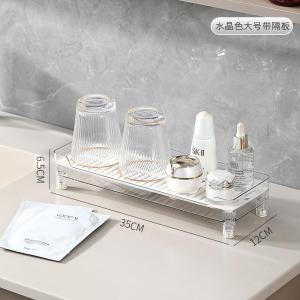 Double Layer Transparent Plastic Drain Plate Rectangular Cup Tray for Living Room Kitchen Bathroom High End Tea Tray