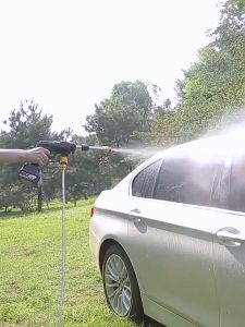 ปืนฉีดน้ำแรงดันสูง 21V เครื่องล้างรถแบตเตอรี่ลิเธียมแบบพกพา สุขสันต์สำหรับล้างรถและทำความสะอาดพื้น (5L)