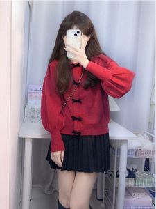 Christmas Atmosphere Beautiful Red New Year Set Dress Small Size Winter Clothes College Style High Waist A-Line Skirt