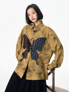 New Chinese Style Butterfly Print Shirt Yang Erda Dream Early Spring New Model Small Top Womens Fashion Traditional Clothing
