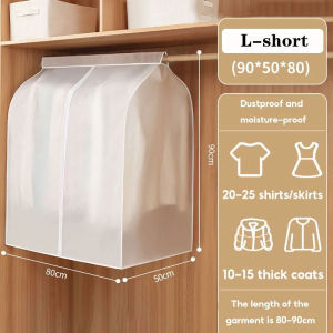 Large Capacity Waterproof Hanging Cabinet Dust Cover Jacket Clothes Semi Transparent Zipper Type