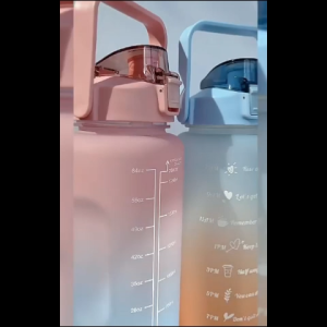 2L Large Motivational Water Bottle with Time Marker Leakproof & BPA Free with Straw Handle Jug for GymFitness Sports