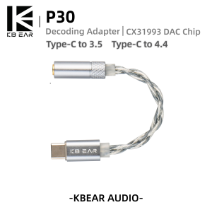 KBEAR P30 Decoding Adapter DAC ChipCX31993 HiFi-Grade Lossless Transmission 2-Strand Type-C to 3.5mm 5N OFC