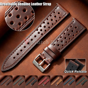 Quick Release Watch Strap Brown 18mm 19mm 20mm 21mm 22mm 24mm Vintage Racing Leather Watch Strap Breathable Porous Watchbands