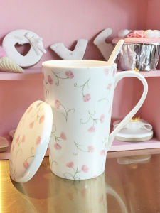 Cốc Cốc Nước Văn Phòng Sứ Xương Sành Điệu Cá Tính Sáng Tạo Thiếu Nữ Đáng Yêu Cốc Mug Cặp Đôi Gốm Sứ Kèm Thìa Nắp