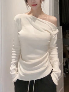 QINGNAER | French Sweet Spicy Style Oversized Off-shoulder Body-fitting Top