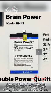 BATERAI BATRAI BATRE HP XIAOMI REDMI 3 / 3S / 3X / 3 PRO / REDMI 4X BM47 XIOMI BM 47 ORI DOUBLE POWER