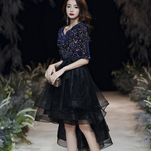 Evening Dress for Women Black Hepburn style French High End Banquet Temperament Luxury Host Elegance Gown