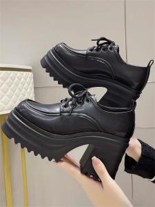 French Style Thick Heel Mary Janes Womens Shoes Black British Style Spring New Arrival Heightening Rubber Outsole round Toe