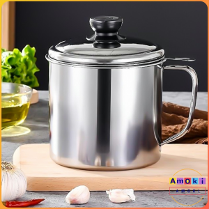 Amoki 1.3L Stainless Steel Oil Strainer Large Capacity Oil Filter Pot