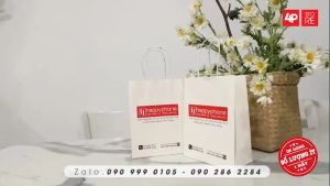 100 TÚI KRAFT TRẮNG NGÀ IN LOGO 2 MÀU 15X20X8CM [INBOX HỖ TRỢ THIẾT KẾ]