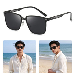 MENSPE Men’s Polarized Sunglasses Square Frame Sunglasses Classical Driving Sunglasses UV400 Clean Vision Color Change Sunglasses Cycling Riding Running Glasses