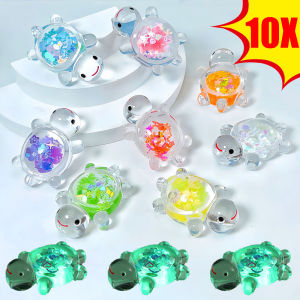 10Pcs New Sequined Luminous Turtle Ornaments 3D Resin Crafts DIY Moss Micro Landscape Decoration Childrens Toys Birthday Gift
