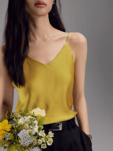 Silk Satin Acid Two-Way Wear V-Neck Base Tank Top Multi-Color Womens Vest Inner Wear Straight Cut Acetate Polyester Blend