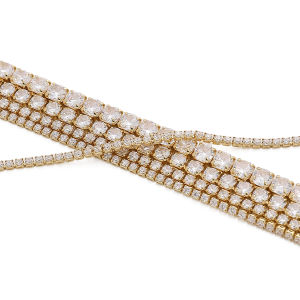 50cm 1.5/2/3/4mm Copper Plated Gold Color Inlaid Zircon Link Chain For Jewelry Making Findings DIY Necklace Bracelet Accessories