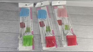 Kuas Koas + Spatula 1 SET enjoy Silikon Set Tahan Panas /Kuas Kue/Roti/BBQ Mentega Kuas Set