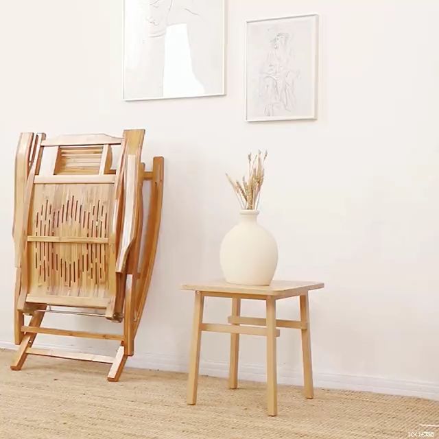 Ready Stock Bamboo Recliner Folding Balcony Rocking Chair Lunch