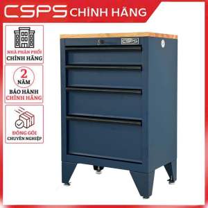 Tủ dụng cụ CSPS 61cm - 04 hộc kéo màu xanh dương kèm ván gỗ và chân tủ