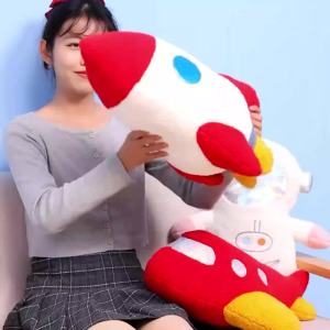 Hot 58cm Plush Rocket Astronaut Toy Stuffed Spaceship Throw Pillow Home Decor Birthday Gift Space Discovery Educational For Kids